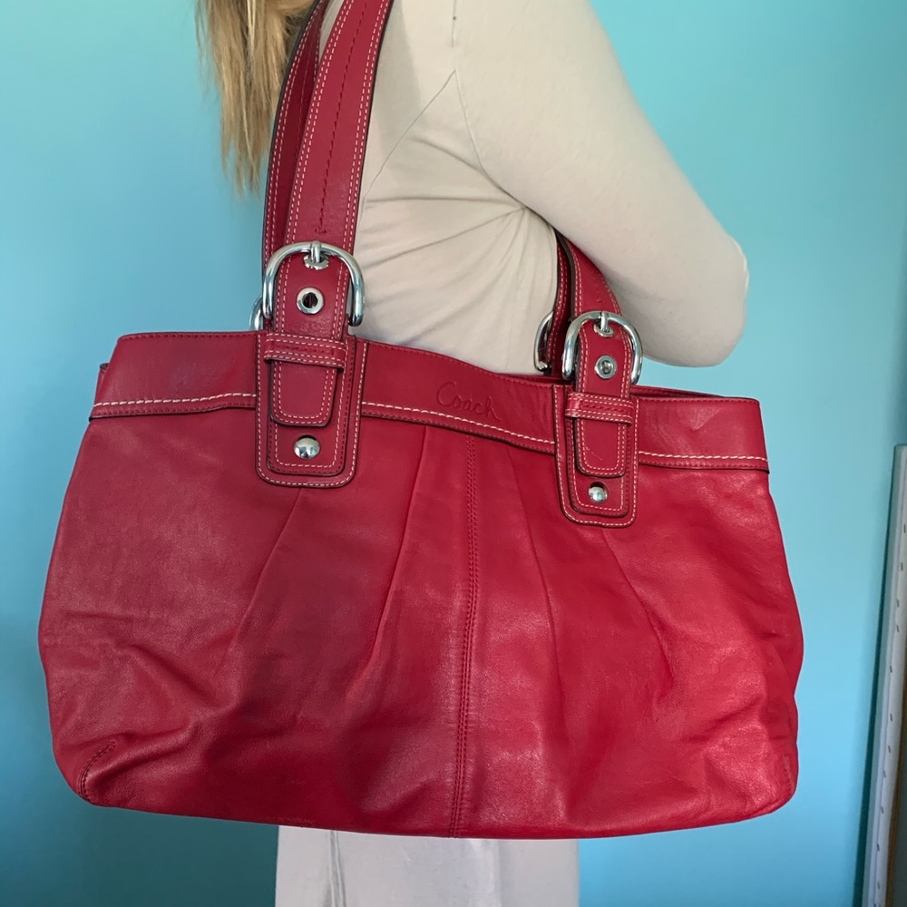 Coach large red satchel